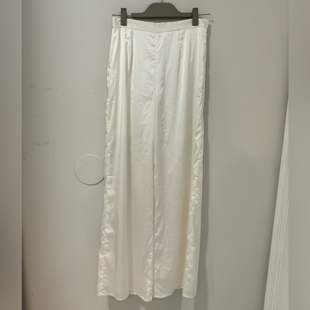 Meshki white satin pants